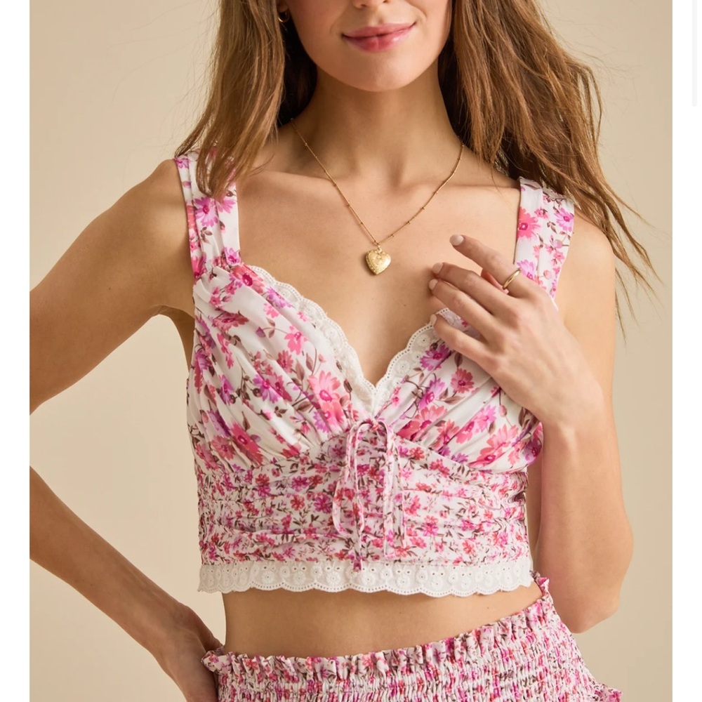 Altar'd State Pink Floral Crop Top